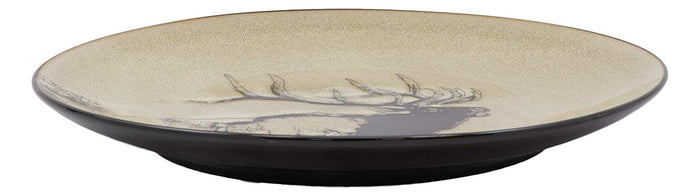 Ebros Forest Giant Emperor Bull Elk Large Round Dinner Plate Set Of 2 10.75"D