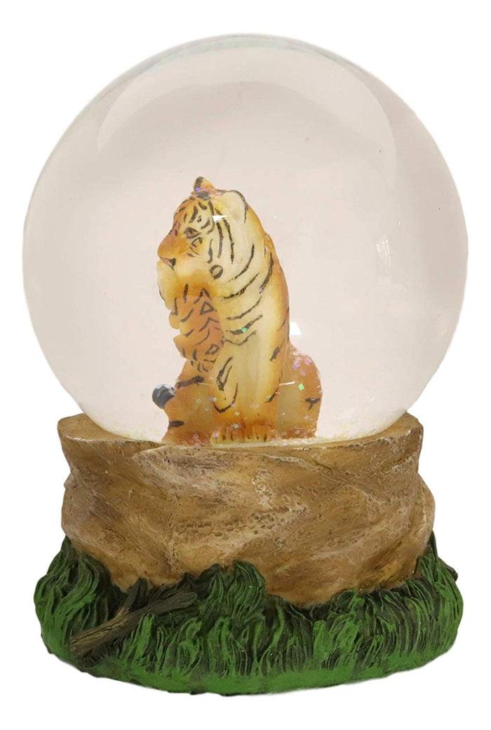 Ebros Forest Jungle Apex Predator Orange Bengal Tiger Glitter Snow Globe 100mm Decor