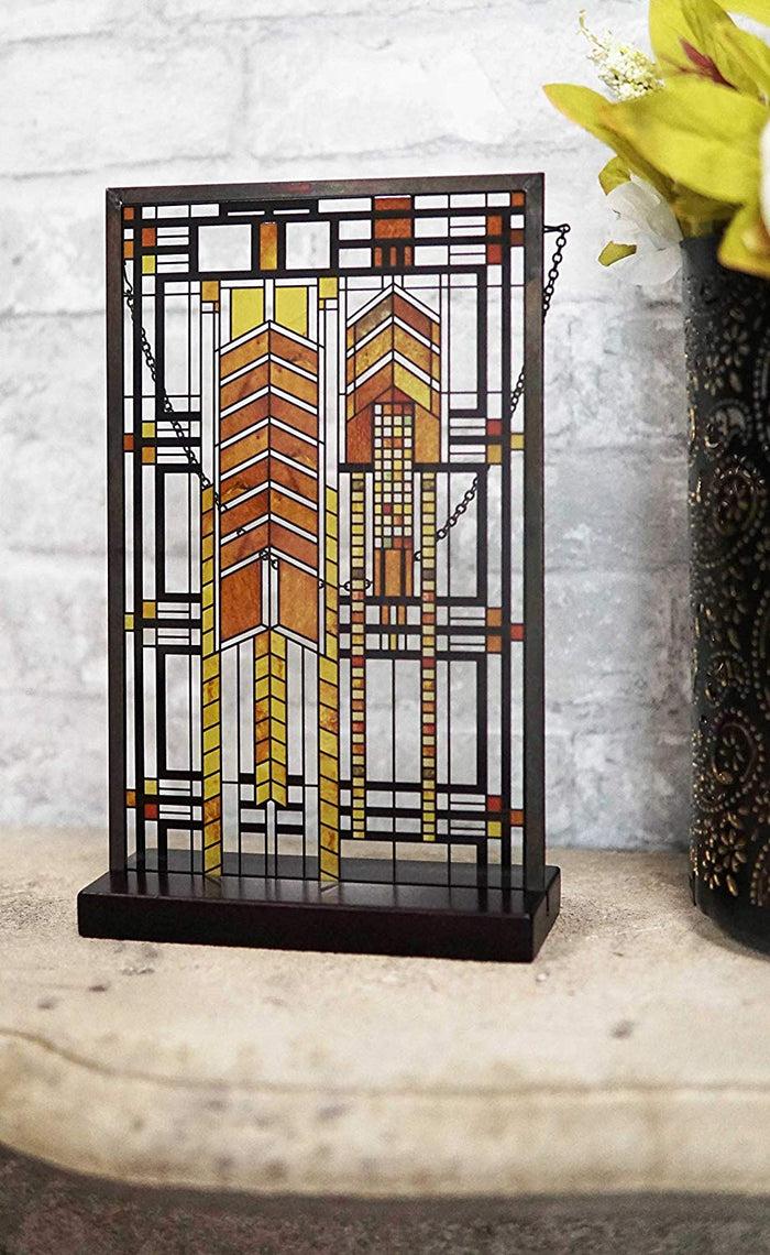 Ebros Frank Lloyd Wright Autumn Sumac Stained Glass 10" By 6.5" Desktop Plaque