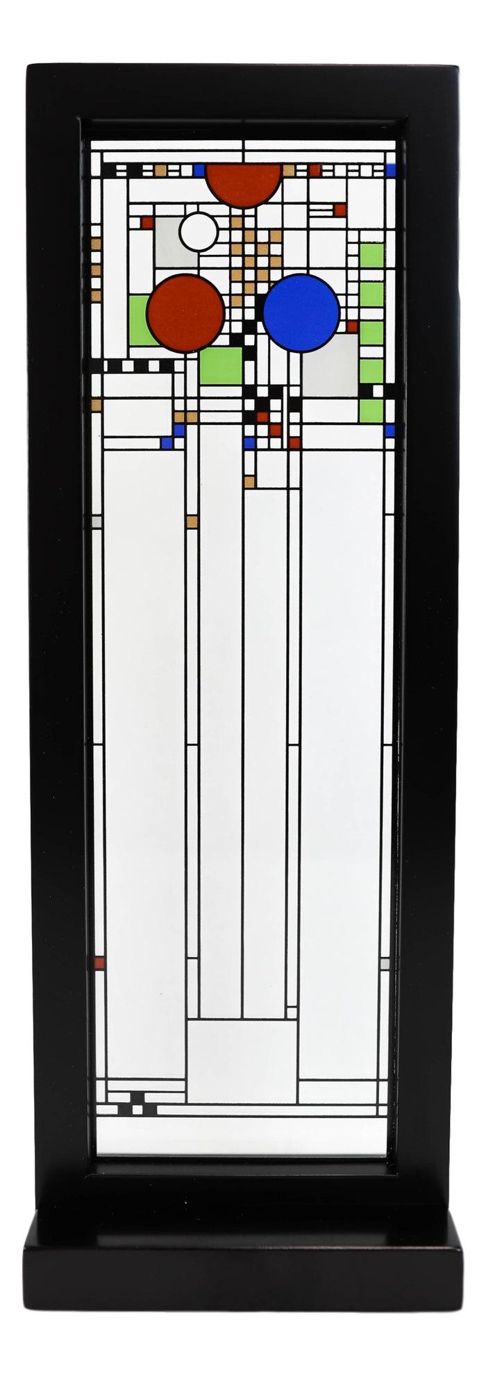 Ebros Frank Lloyd Wright Coonley Playhouse Middle Panel Stained Glass Wood Framed