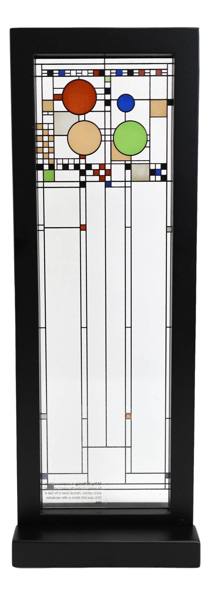 Ebros Frank Lloyd Wright Coonley Playhouse Right Panel Stained Glass Wood Framed