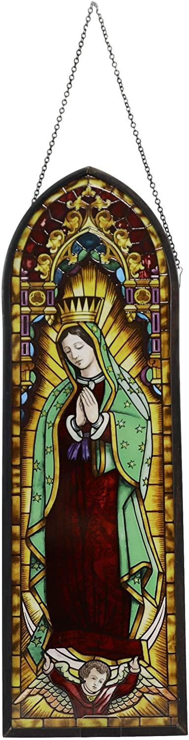 Ebros Frank Lloyd Wright Lady Of Guadalupe Virgin Mary Stained Glass Wall Decor