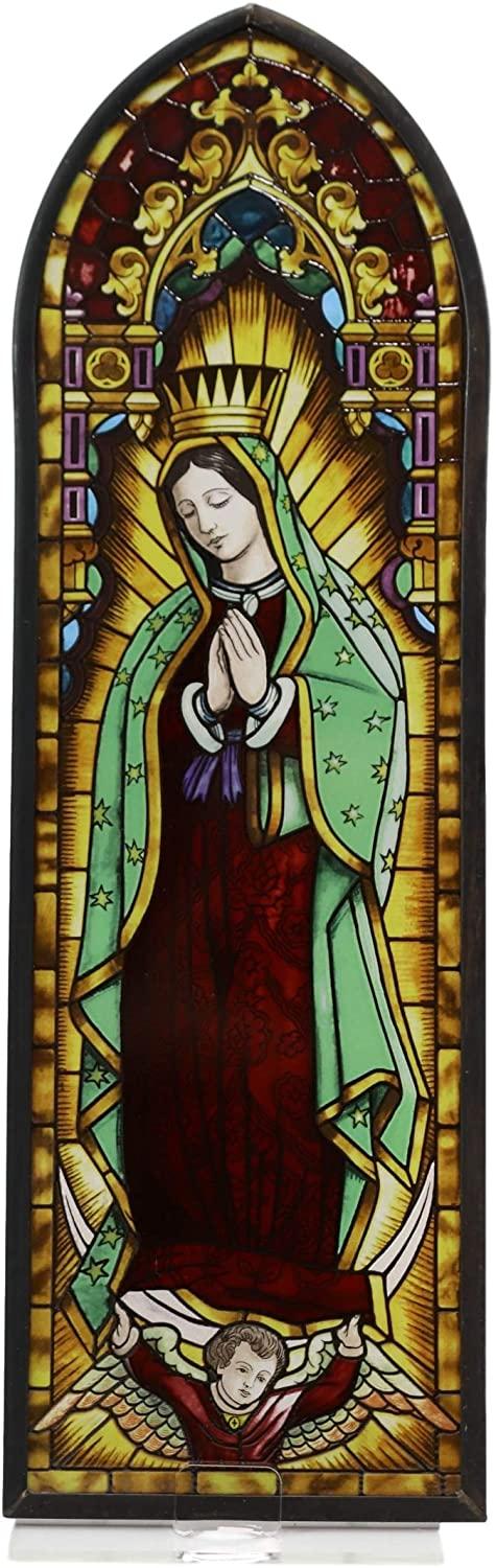 Ebros Frank Lloyd Wright Lady Of Guadalupe Virgin Mary Stained Glass Wall Decor