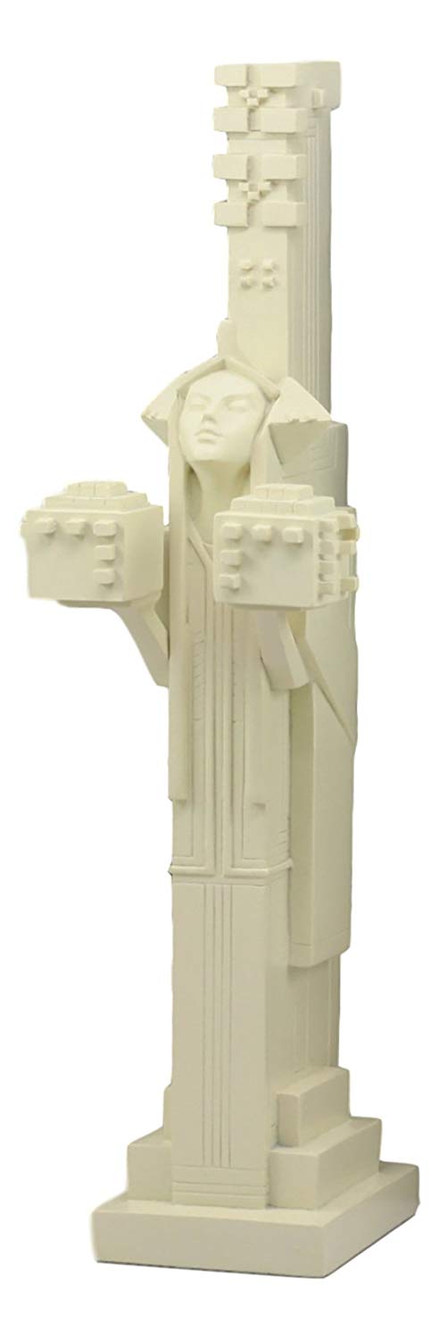 Ebros Frank Lloyd Wright Midway Gardens White Sprite Holding Two Cubes Statue Reproduction Sculpture 14" Tall