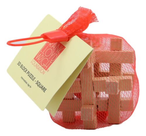 Ebros Frank Lloyd Wright Mini Square Interlocking Textile Blocks 3D Wooden Puzzle 3"H