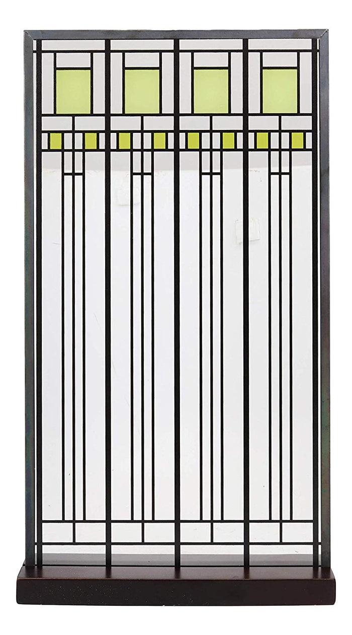 Ebros Frank Lloyd Wright Oak Park House Playroom Stained Glass Art Metal Framed Hanging Wall Decor Or Desktop Plaque Home or Office Decorative Masterpiece 14" by 7.75" Glass Dimensions