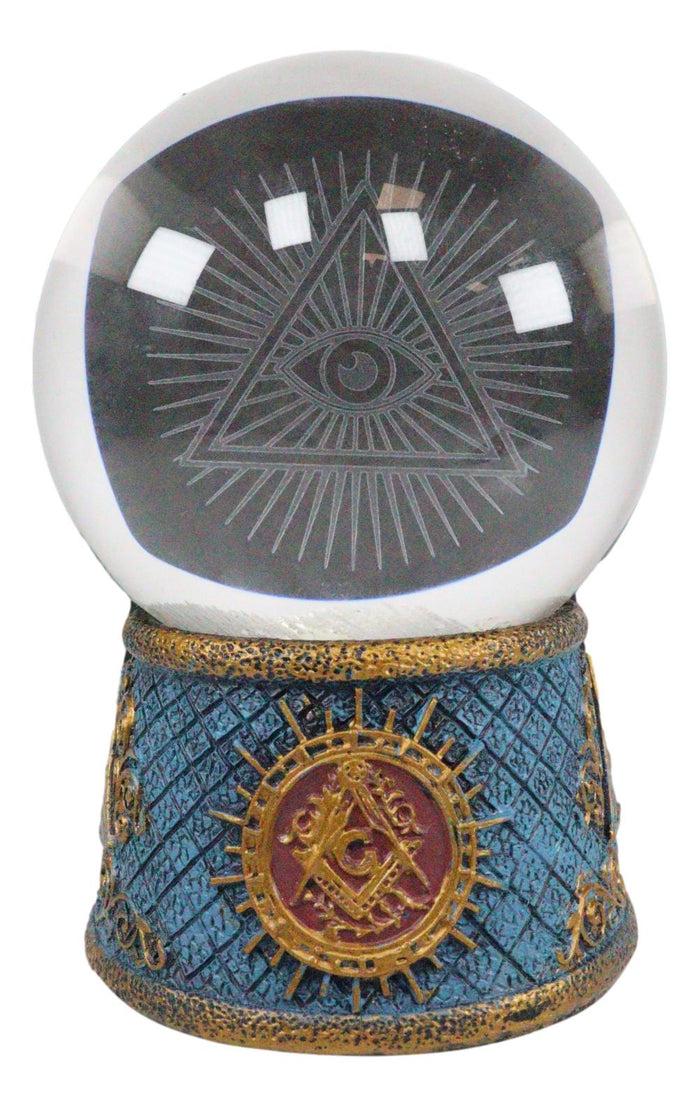 Ebros Freemasonry Illuminati Masonic Square And Compasses LED Glass Ball Figurine