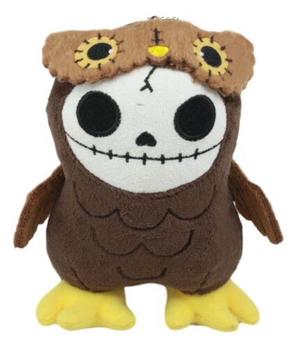 Ebros Furry Bone Skeleton Hootie The Brown Owl Plush Toy Doll Collectible 5.75"H
