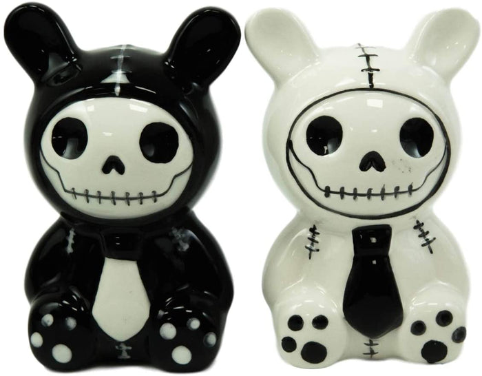 Ebros Furry Bones Bun Bun Rabbits Salt And Pepper Shakers Ceramic Set 3.5"H