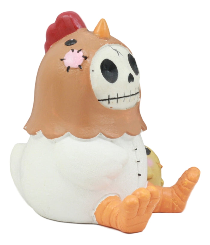 Ebros Furry Bones Chicken Nugget With Yellow Chick Figurine 3.5" Tall Skeleton