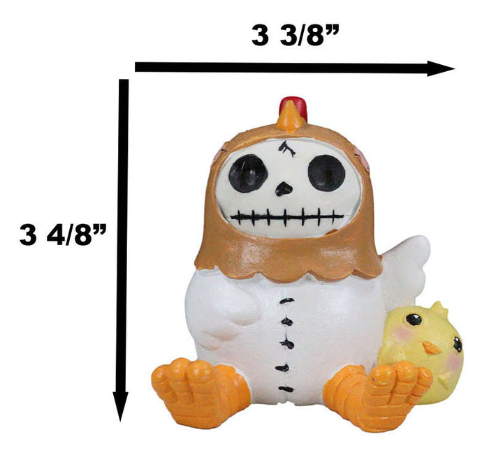 Ebros Furry Bones Chicken Nugget With Yellow Chick Figurine 3.5" Tall Skeleton