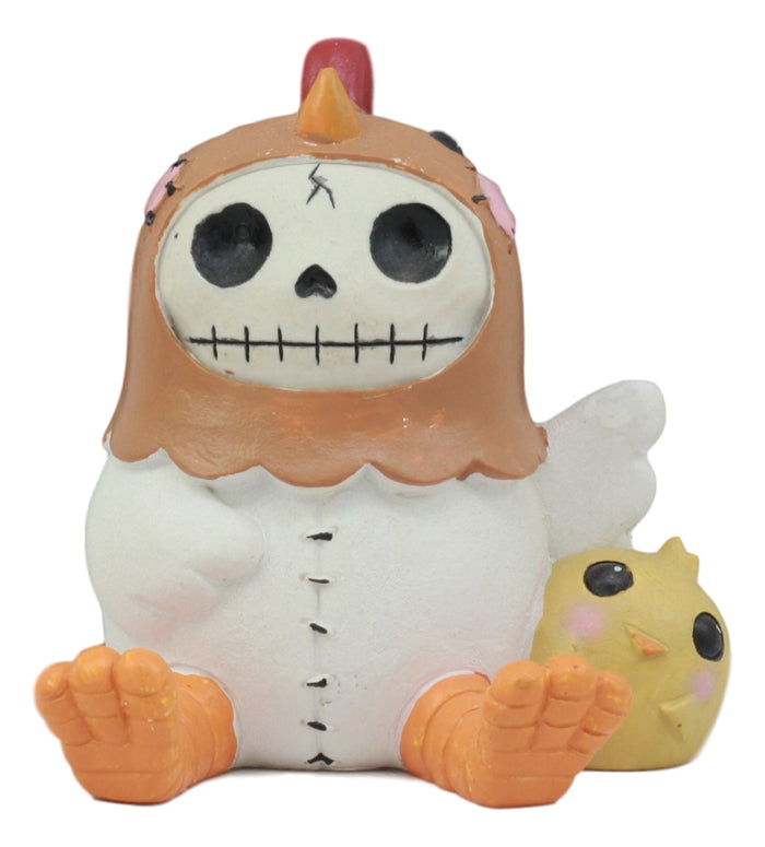 Ebros Furry Bones Chicken Nugget With Yellow Chick Figurine 3.5" Tall Skeleton