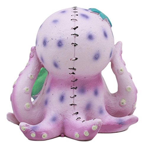 Ebros Furry Bones Octopee The Purple Octopus Skeleton Figurine 2.5" H Furrybones Kraken Squid Octopus With Green Blowfish Costume Hooded Skull Monster Collectible Sculpture Decorative Toy