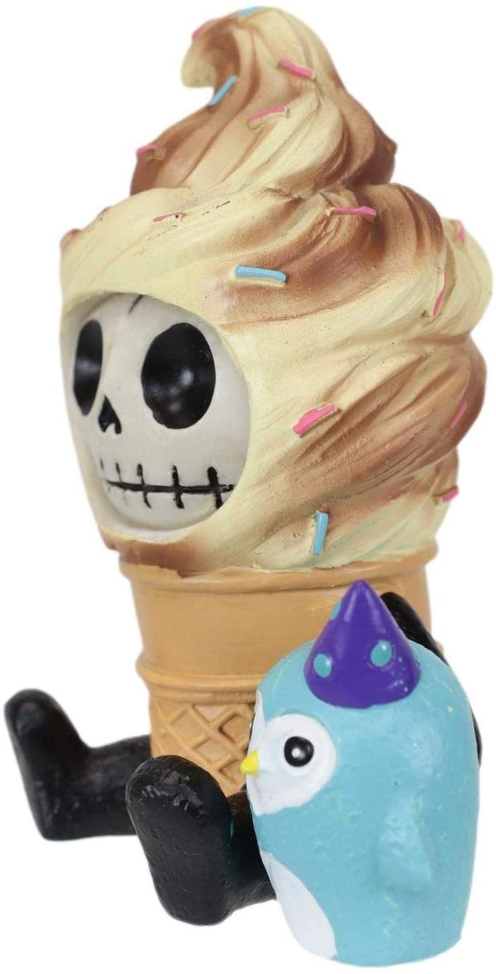 Ebros Furry Bones Sweet Tooth Ice Cream Swirl On Sugar Cone Skeleton Figurine