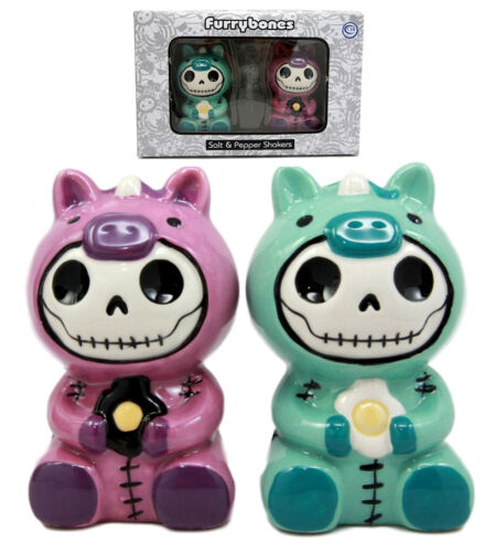 Ebros Furry Bones Unicorn Salt And Pepper Shakers Ceramic Set Voodoo Unie