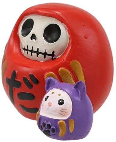Ebros Furrybones Japanese Daruma With Mouse Friend Skeleton Statue Toy Furry Bones