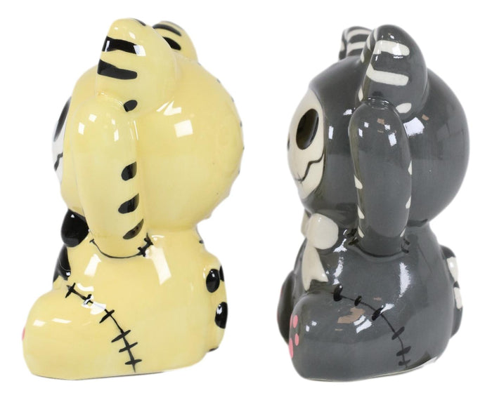 Ebros Furrybones Mao Striped Kittens Voodoo Skeleton Cats Salt And Pepper Shakers Set