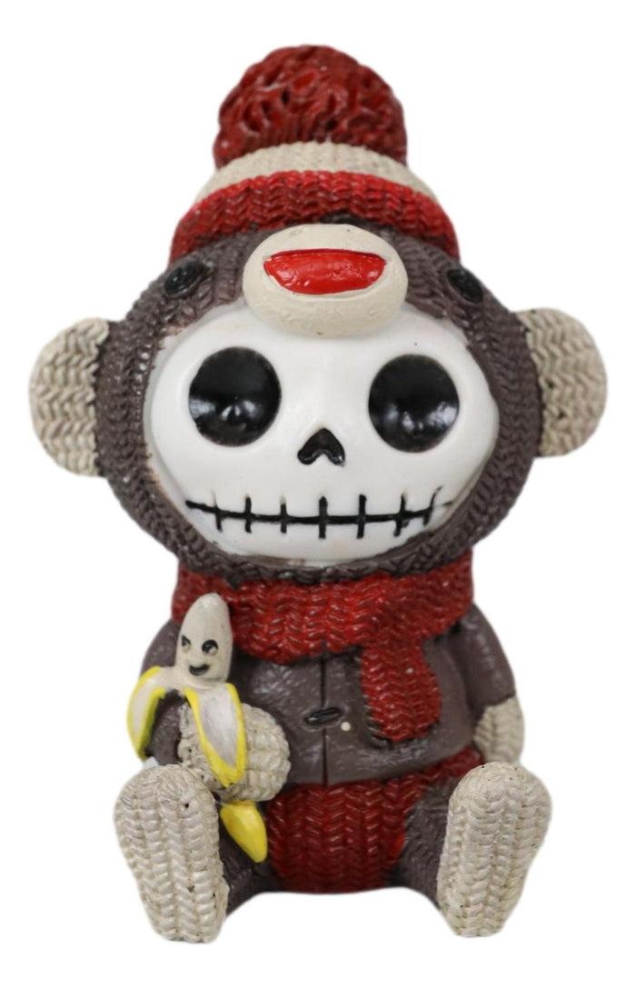 Ebros Furrybones Sock Munky Figurine In Stuffed Sock Monkey Costume 3 Inch Tall