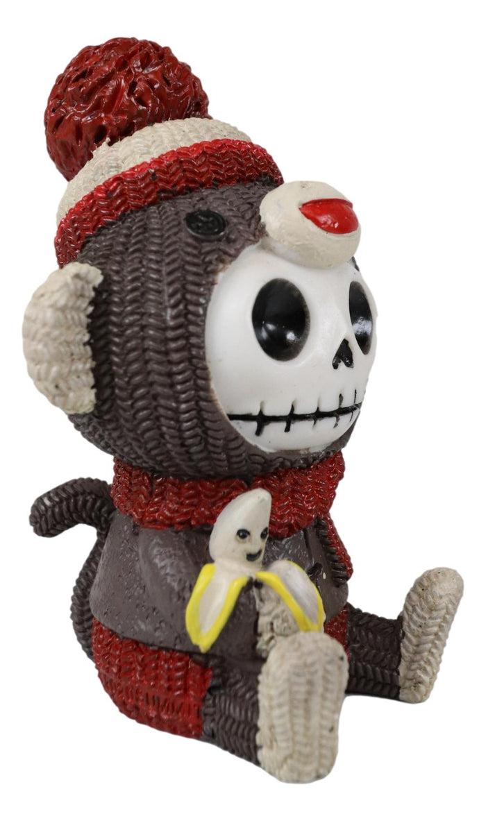 Ebros Furrybones Sock Munky Figurine In Stuffed Sock Monkey Costume 3 Inch Tall