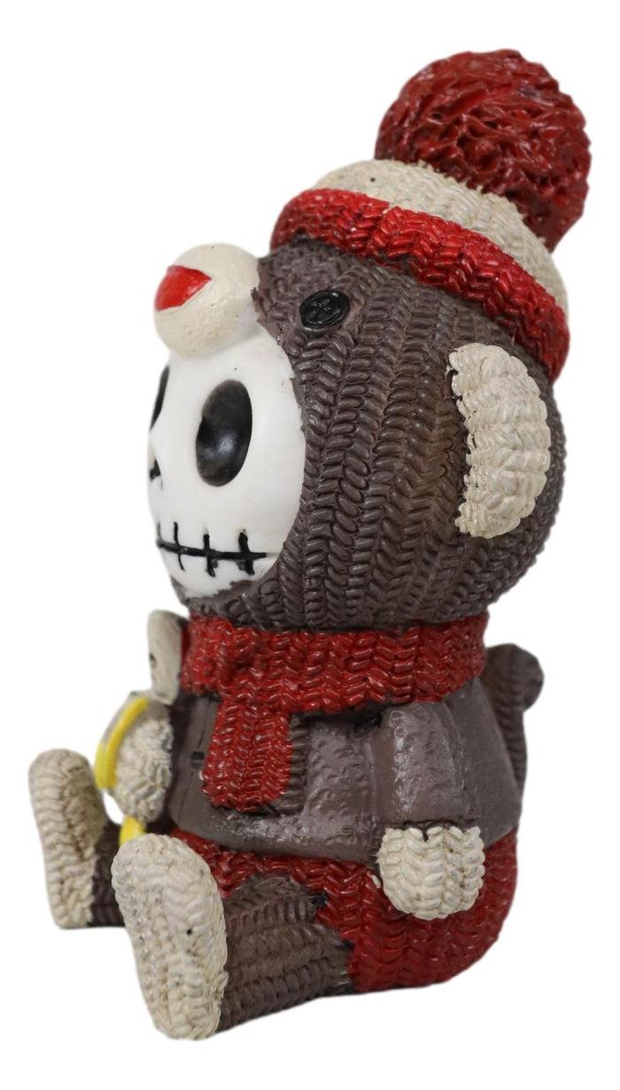 Ebros Furrybones Sock Munky Figurine In Stuffed Sock Monkey Costume 3 Inch Tall
