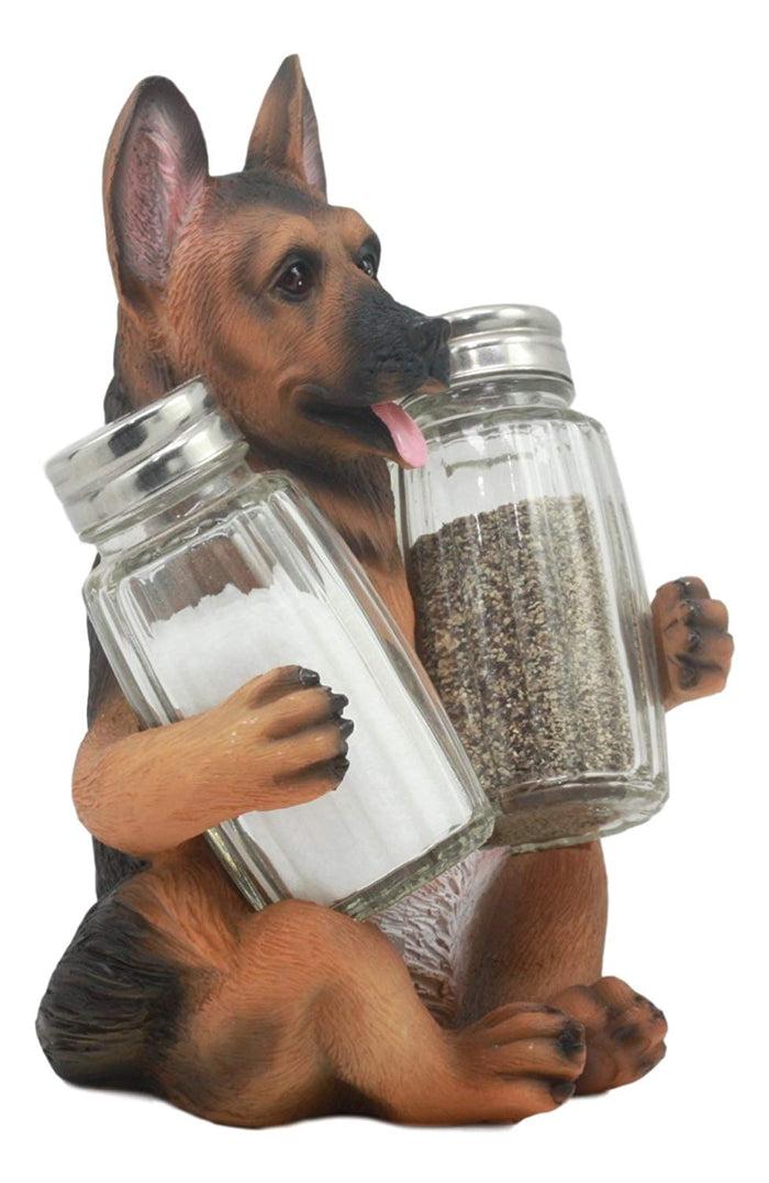 Ebros German Shepherd Police Canine Unit Dog Salt And Pepper Shaker Statue 6"H