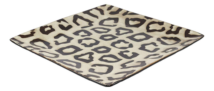 Ebros Giant Cat Cheetah Prints Large Square Dinner Plate Set Of 2 10.75" Plates
