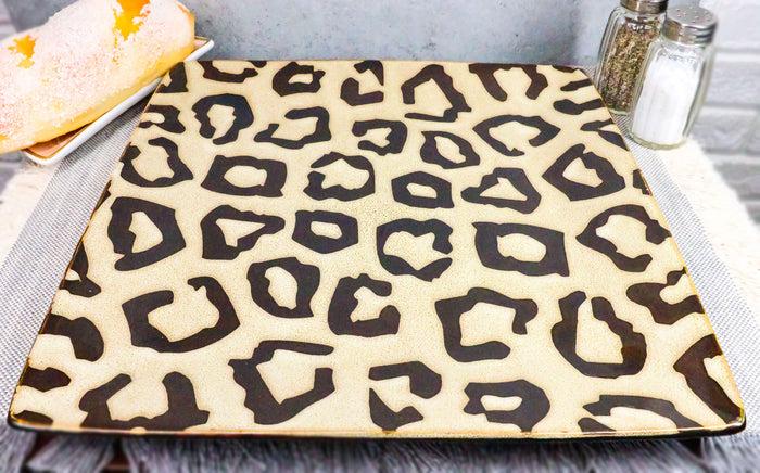 Ebros Giant Cat Cheetah Prints Large Square Dinner Plate Set Of 2 10.75" Plates