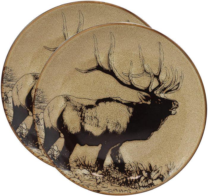 Ebros Giant Emperor Bull Elk Round Salad Or Dessert Plate Set Of 2 8.5" Plates