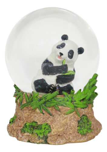 Ebros Giant Panda Bear Eating Bamboo Water Globe Collectible 6.25" Tall Decor