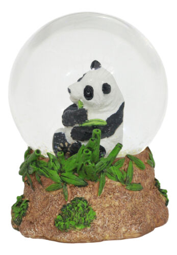 Ebros Giant Panda Bear Eating Bamboo Water Globe Collectible 6.25" Tall Decor