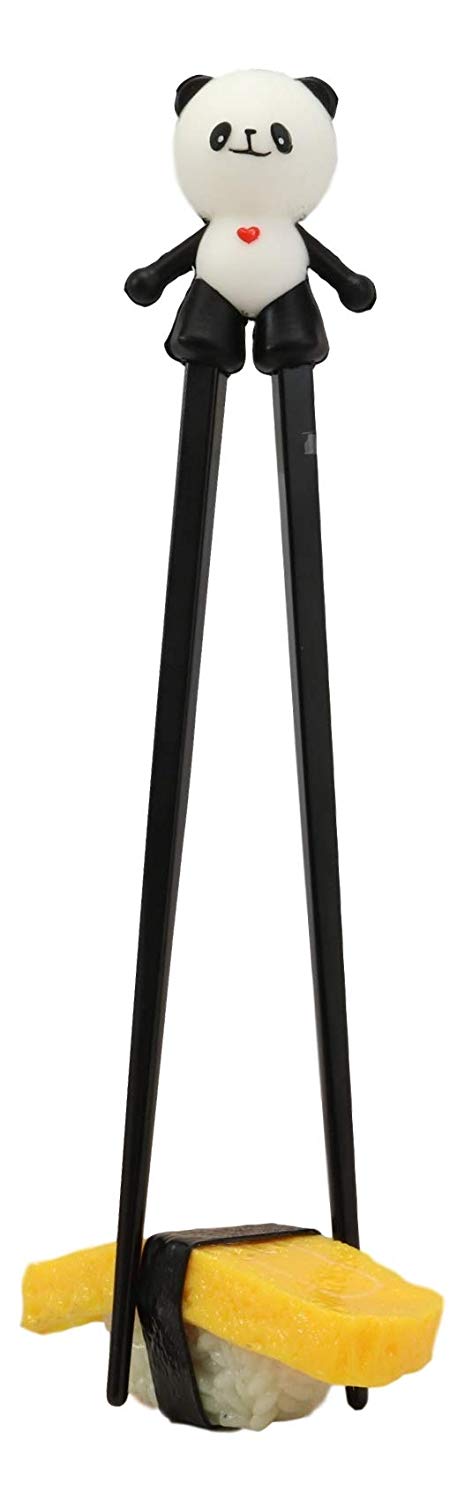 Ebros Giant Panda Reusable Training Chopsticks Set With Silicone Helper Hinge