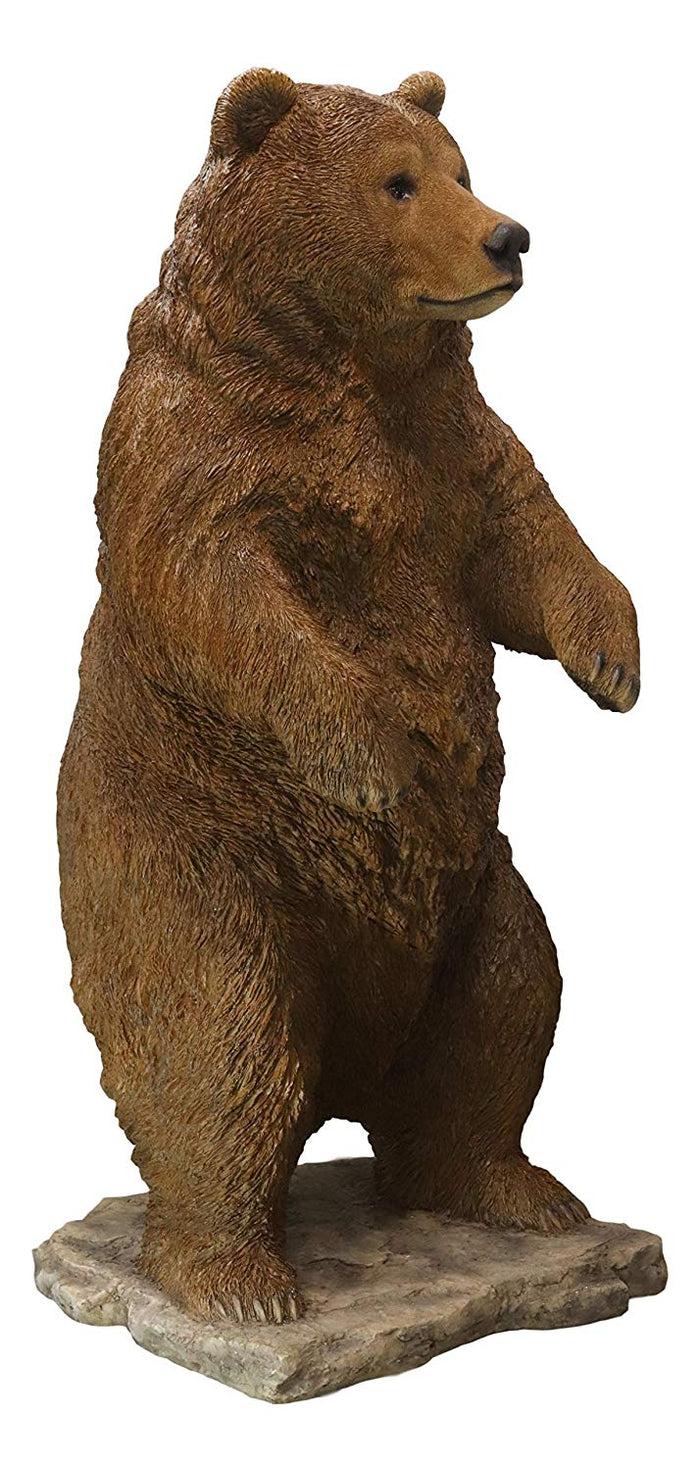 Ebros Giant Size Forest Wildlife Realistic Standing Brown Grizzly Bear Statue More Than 4' Feet Tall Rustic Cabin Lodge Hunter Decor Bears Figurine Gallery Quality Home And Patio Decorative Sculpture