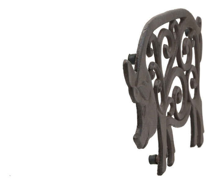 Ebros Gift 10" Long Rustic Swine Pig Babe Cast Iron Metal Trivet With Lace Scroll Art Design Western Country Farm Ranch Vintage Decorative Accent For Wall Or Table Furniture