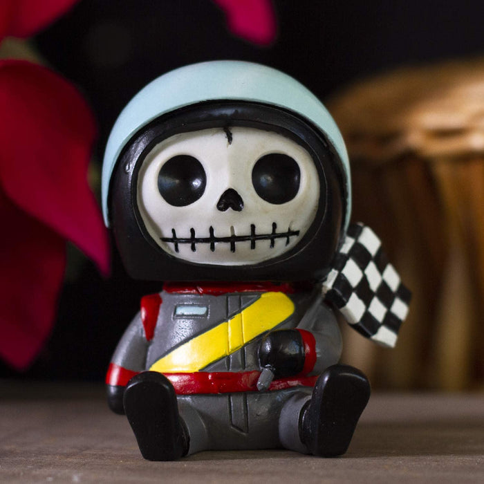 Ebros Gift 2.5" Tall Furrybones Jerry The Racer Race Car Driver With Racing Helmet And Finish Line Flag Collectible Figurine