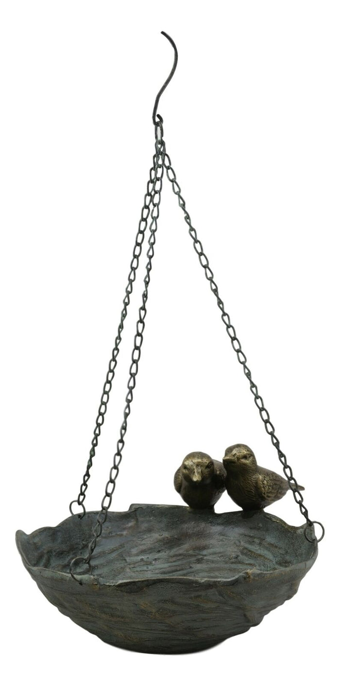 Ebros Gift 21" Tall Aluminum Metal Rustic Whimsical Perching Pair Of Lovebirds Hanging Bird Feeder Or Nest Holder Garden Outdoors Sculpture For Lawn Pool Patio Pool Backyard Decor Accent