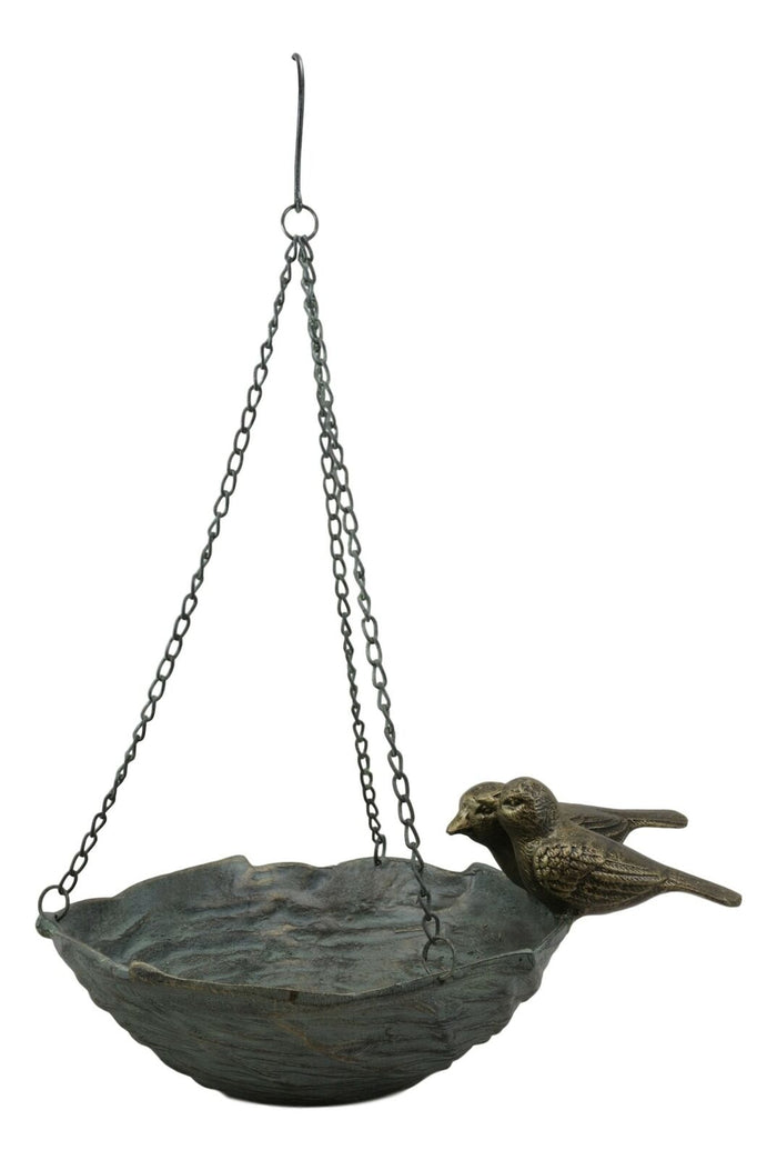 Ebros Gift 21" Tall Aluminum Metal Rustic Whimsical Perching Pair Of Lovebirds Hanging Bird Feeder Or Nest Holder Garden Outdoors Sculpture For Lawn Pool Patio Pool Backyard Decor Accent