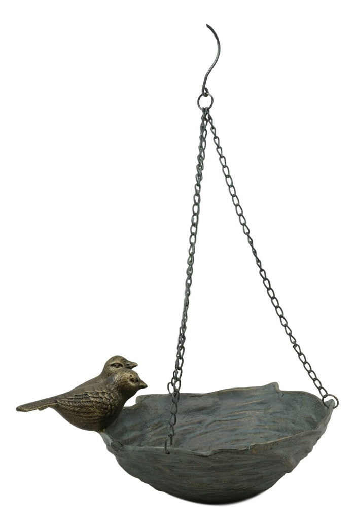 Ebros Gift 21" Tall Aluminum Metal Rustic Whimsical Perching Pair Of Lovebirds Hanging Bird Feeder Or Nest Holder Garden Outdoors Sculpture For Lawn Pool Patio Pool Backyard Decor Accent