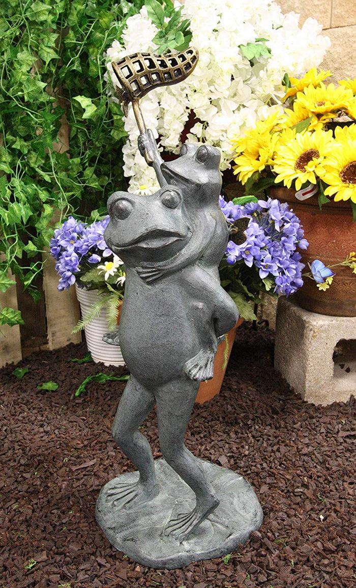 Ebros Gift 25.25" Tall Aluminum Metal Whimsical Father and Son Frog Family with Net Chasing Butterfly Garden Statue Frogs Patio Pool Pond Lawn Yard Decorative Sculpture Feng Shui Zen Accent Ebros Gift 25.25" Tall Aluminum Metal Whimsical Father and Son Frog Family with Net Chasing Butterfly Garden Statue Frogs Patio Pool Pond Lawn Yard Decorative Sculpture Feng Shui Zen Accent