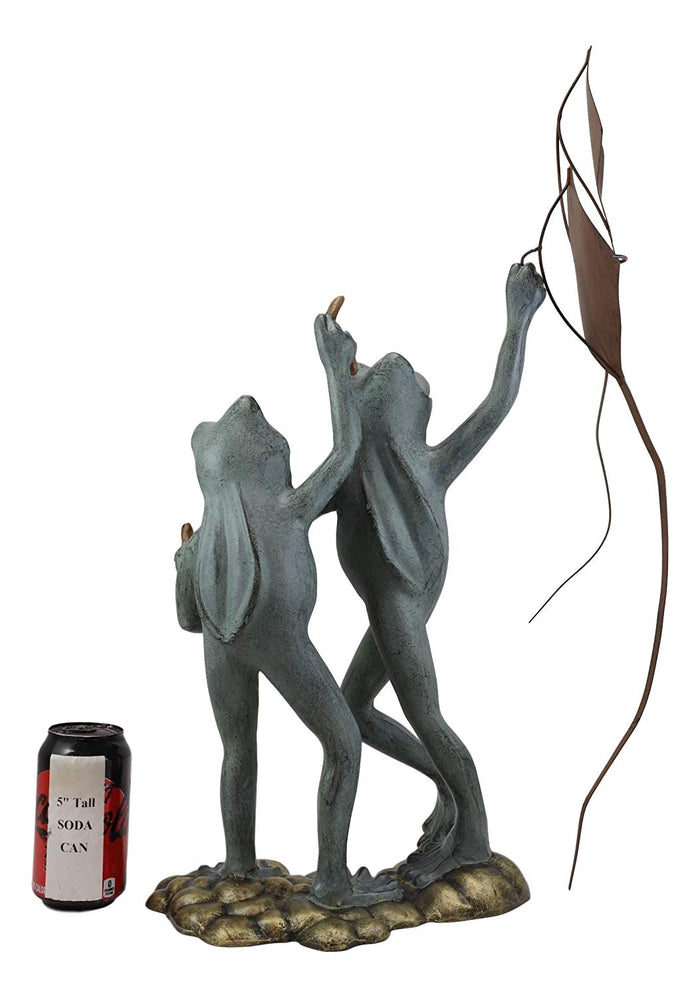 Ebros Gift 25" Tall Aluminum Metal Gone With The Wind Whimsical Frog Friends Flying Kites Garden Statue Frogs Summer Pastime Patio Pool Pond Lawn Yard Decorative Rustic Sculpture Accent