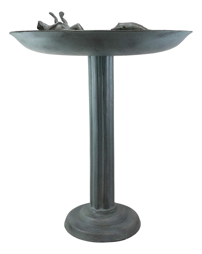 Ebros Gift 26" Tall Aluminum Metal Rustic Cozy Cottage Whimsical Trio Diving Frogs In Pond Plunge Party Garden Bird Feeder Or Bath Statue For Lawn Pool Patio Outdoors Decor Accent