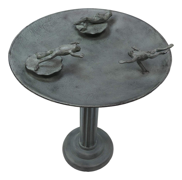 Ebros Gift 26" Tall Aluminum Metal Rustic Cozy Cottage Whimsical Trio Diving Frogs In Pond Plunge Party Garden Bird Feeder Or Bath Statue For Lawn Pool Patio Outdoors Decor Accent