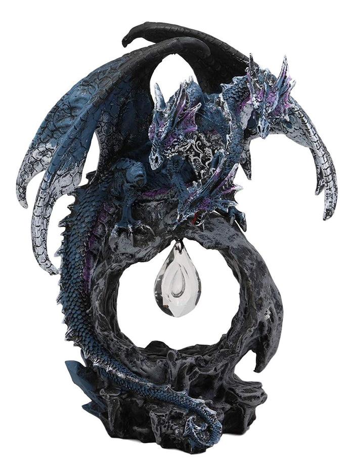 Ebros Gift 3 Headed Hydra Dragon Protecting Rune Crystal Decorative Figurine 9.75" Tall (Midnight Blue And Purple Drake)