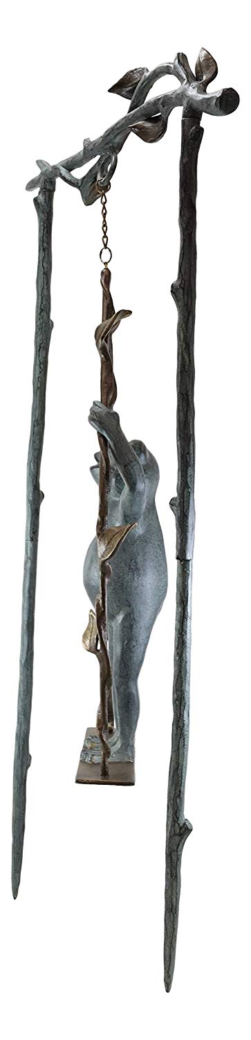 Ebros Gift 36" Tall Aluminum Metal Whimsical Acrobatic Stunt Frog On Vine Swing Garden Stake Statue 'Child's Play' Patio Pool Pond Lawn Frogs Decorative Sculpture Accent