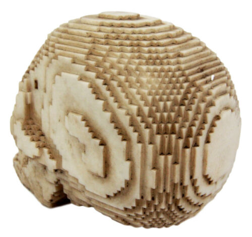 Ebros Gift 3D Pixel Skull Figurine 5"L Cubic Voxel Gamer Skull Skeleton Decorative Sculpture (Brown)