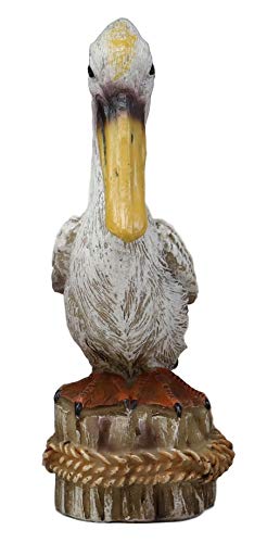 Ebros Gift 4.75" Tall Small Ocean Marine Beach Coastal Great White Pelican Bird Perching On Getty Post Statue Home Decor Birds Pelicans Nature As Centerpiece Decorative Sculpture Figurine (1)