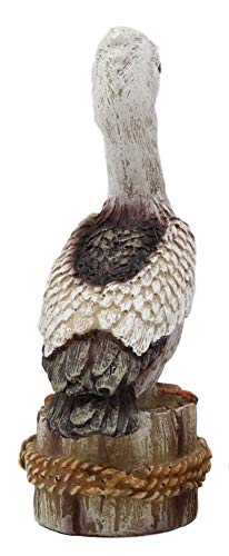 Ebros Gift 4.75" Tall Small Ocean Marine Beach Coastal Great White Pelican Bird Perching On Getty Post Statue Home Decor Birds Pelicans Nature As Centerpiece Decorative Sculpture Figurine (1)