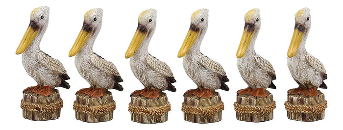 Ebros Gift 4.75" Tall Small Ocean Marine Beach Coastal Great White Pelican Bird Perching On Getty Post Statue Home Decor Birds Pelicans Nature As Centerpiece Decorative Sculpture Figurine (6)