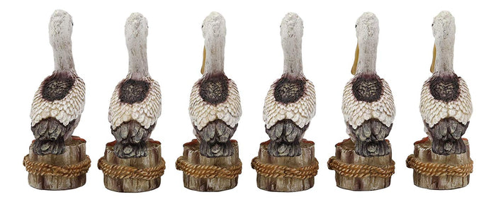 Ebros Gift 4.75" Tall Small Ocean Marine Beach Coastal Great White Pelican Bird Perching On Getty Post Statue Home Decor Birds Pelicans Nature As Centerpiece Decorative Sculpture Figurine (6)
