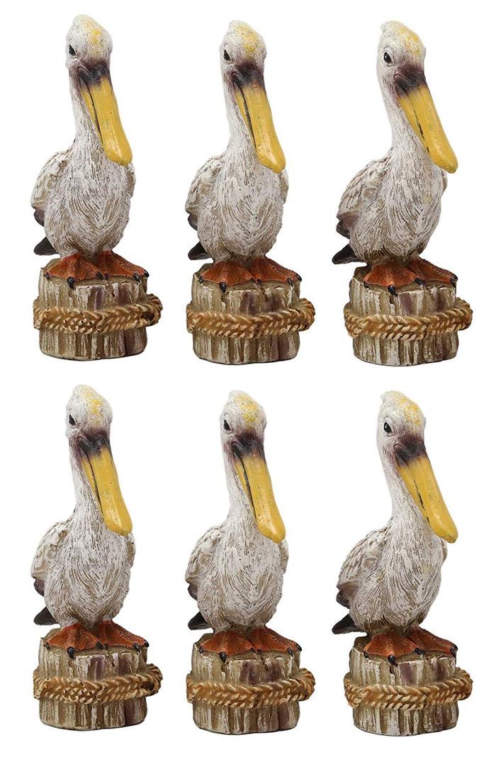 Ebros Gift 4.75" Tall Small Ocean Marine Beach Coastal Great White Pelican Bird Perching On Getty Post Statue Home Decor Birds Pelicans Nature As Centerpiece Decorative Sculpture Figurine (6)