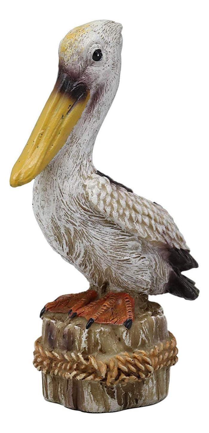 Ebros Gift 4.75" Tall Small Ocean Marine Beach Coastal Great White Pelican Bird Perching On Getty Post Statue Home Decor Birds Pelicans Nature As Centerpiece Decorative Sculpture Figurine (1)